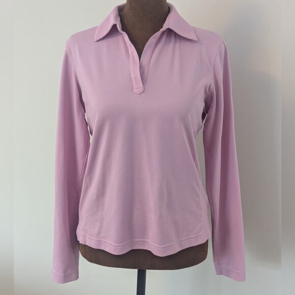 Adidas Golf Long Sleeve Pink Climacool Athletic Women's Polo Shirt V-neck, Sz S - Picture 3 of 12